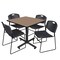 Regency Square Kobe Breakroom Table W/ 4 Zeng Stack Chairs, 42 in W, 42 in L, Noble Oak TKB4242NO44BK - alternate 1