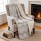 Homeroots 50" X 70" Linen And Gray Geometric Microfiber Plush Throw Blanket 712378 - alternate 2