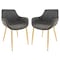 Leisuremod Markley Modern Leather Dining Arm Chair with Gold Metal Legs, Charcoal Black, 2PK ECG26BL2 - alternate 1
