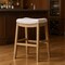 Homeroots 31" Bone and Natural Faux Leather and Solid Wood Backless Bar Height Bar Chair 632489 - alternate 1