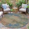 Homeroots 8' Denim Blue Beige And Copper Round Abstract Washable Indoor Outdoor Area Rug 630731 - alternate 2