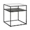 Homeroots 22" Black And Clear Glass And Steel Square End Table With Shelf 544187 - alternate 2