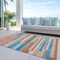 Homeroots 5' X 8' Orange Teal Blue And Salmon Striped Washable Indoor Outdoor Area Rug 613309 - alternate 2