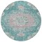 Homeroots 8' Teal Blue Round Floral Medallion Washable Indoor Outdoor Area Rug 607856 - alternate 2