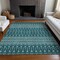 Homeroots 10' X 14' Teal Blue Aqua And Ivory Tribal Washable Indoor Outdoor Area Rug 582595 - alternate 2