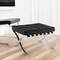 Homeroots 24" Black Genuine Leather and Silver Tufted Footstool Ottoman 520803 - alternate 1