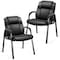 Simple Deluxe Waiting Room Leather Guest Chairs w/ Padded Arms, Comfy Stationary Reception Meeting Chair, 2PK 3A88FNCHAR22X36PUBLKX2 - alternate 1