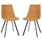 Leisuremod Markley Modern Leather Dining Chair with Metal Legs, Light Brown, 2PK MC18BR2 - alternate 1