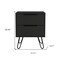Homeroots 22" Black Wood Two Drawer Nightstand 478271 - alternate 2