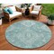 Homeroots 8' Aqua Teal Blue And Ivory Round Medallion Washable Indoor Outdoor Area Rug 589028 - alternate 1
