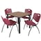 Regency Square Kee Breakroom Table W/ 4 M Stack Chairs, 42 in W, 42 in L, Noble Oak TB4242NOBPBK47BY - alternate 1