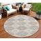 Homeroots 8' Ivory And Brown Round Floral Washable Indoor Outdoor Area Rug 610753 - alternate 1