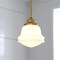 Vaxcel Huntley LED Compatible Gold Brass Farmhouse Mini Pendant Ceiling Light White Schoolhouse Glass P0402 - alternate 2