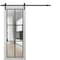 Sartodoors Sturdy Barn Door Clear Tempered Glass, Lucia 2366 White Silk and Aluminum Strips, 6.6FT Black Rail LUCIA2366BD-B-WS-36 x 80 - alternate 1
