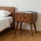 Homeroots 22" Chestnut Solid Wood Geometric Brass Inlay Two Drawer Nightstand 651558 - alternate 2
