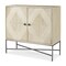 Homeroots 36in Cream and Gray Solid Wood and Iron Carved Geometric Accent Cabinet With Two Doors 611060 - alternate 1