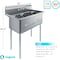 Amgood Stainless Steel 2 Compartment Utility Sink. Bowl Size 18 in. x 18 in. X 12 in.  With Faucet SINK S2C-181812-Z - alternate 2
