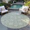 Homeroots 8' Artichoke Green And Beige Round Floral Washable Indoor Outdoor Area Rug 603439 - alternate 2