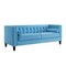 Homeroots 83" Sky Blue Velvet Wood Sofa With Toss Pillows 543952 - alternate 2