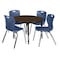 Regency Round Kee Adjustable Classroom Table W/ 4 Andy Stack Chairs, 42 in W, 42 in L, Neo Walnut TB42RNDNWAPBK40NV - alternate 1
