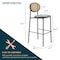 Leisuremod Euston Wicker Bar Stool with Black Steel Frame, Grey EC29GR - alternate 2