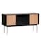 Homeroots 59in Black And Natural Wood Two Drawer Sideboard with Two Sliding Doors 544712 - alternate 2