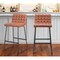 Homeroots Set of Two 30" Brown And Black Faux Leather And Steel Bar Height Bar Chairs 555750 - alternate 2