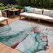 Homeroots 9' X 12' Teal Blue And Terra Cotta Abstract Washable Indoor Outdoor Area Rug 617882 - alternate 1