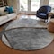 Homeroots 8' Gray Chocolate And Silver Round Abstract Washable Indoor Outdoor Area Rug 582256 - alternate 2