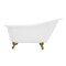 Kingston Brass 60" Cast Iron Oval Single Slipper Clawfoot Tub, No Faucet Drillings, White/Brushed Brass VCTND6030NT7 - alternate 1