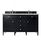 James Martin Vanities Brittany 60'' D Vanity, Black Onyx w/ Victorian Sil Silestone Top w/FreePower Wireless Charger 650-V60D-BKO-FVSL - alternate 1