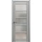 Sartodoors Solid French Door Frosted Glass Grey 18x96 Solid Core Modern Interior QUADRO4002ID-OAK-1896 - alternate 1