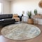 Homeroots 8' Ivory Blue And Gold Round Abstract Washable Indoor Outdoor Area Rug 643627 - alternate 2