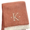 Homeroots 55" X 70" Terra Cotta White Herringbone Cotton Blend K Initial Throw Blanket w/ Tassels Embroidery 680600 - alternate 2