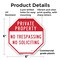 Signmission Private Property No Trespassing No, 6 Inch X 6 Inch, Plastic Sign OC-P-6-159 - alternate 2
