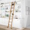 Quiet Glide 8.92 ft. Red Oak Sunburst Wheel Brushed Satin Brass Rolling Ladder, 12 ft. Rail QG.210-9RO-12-H.06B - alternate 1