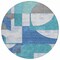 Homeroots 8' Teal Blue And Ivory Round Geometric Washable Indoor Outdoor Area Rug 617928 - alternate 2