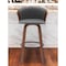 Homeroots 30" Gray And Wood Brown Faux Leather Swivel Bar Height Bar Chair 534421 - alternate 1