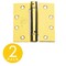 Global Door Controls 4 in. x 4 in. Bright Brass Spring Full Mortise Square Corner Door Hinge with Fixed Pin - Pack of 2 CPS4040-US3-M - alternate 1