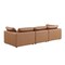 Homeroots 122" Chestnut Top Grain Leather Reclining Solid Wood Sofa 720407 - alternate 2