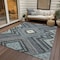 Homeroots 10' X 14' Pewter Charcoal And Sky Blue Tribal Washable Indoor Outdoor Area Rug 598153 - alternate 2