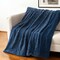 Homeroots 50" X 60" Oxford Blue Faux Fur Herringbone Plush Throw Blanket 535299 - alternate 2
