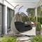 Leisuremod Beige Wicker Hanging 2 person Egg Swing Chair, Black ESCBG-57BL - alternate 2