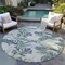 Homeroots 8' Artichoke Green Lavender And Ivory Round Botanical Leaves Washable Indoor Outdoor Area Rug 618384 - alternate 2
