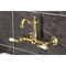 Kingston Brass Two-Handle Wall Mount Bridge Kitchen Faucet, Brushed Brass KS2447PL - alternate 2