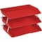 Acrimet Facility 3 Tier Letter Tray Side Load Letter Size Desktop File Organizer Plastic Solid Red 255.VM - alternate 1