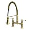Kingston Brass Double-Handle Deck-Mount Pre-Rinse Bridge Kitchen Faucet, Antique Brass GS1273BPL - alternate 1
