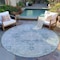 Homeroots 8' Blue Round Floral Medallion Washable Indoor Outdoor Area Rug 607898 - alternate 2