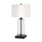 Homeroots 27" Black and Clear Metal and Glass Table Lamp With White Drum Shade 524277 - alternate 1