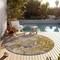 Homeroots 8' Round Taupe Round Abstract Washable Non Skid Indoor Outdoor Area Rug 559200 - alternate 2
